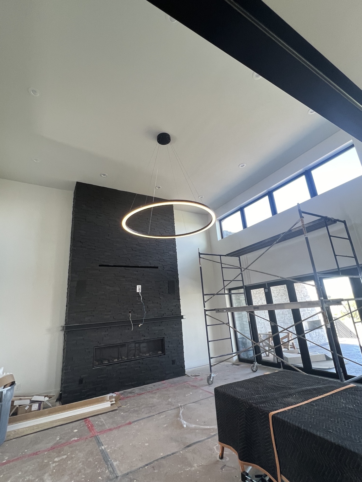 Modern lighting installation during a home remodel