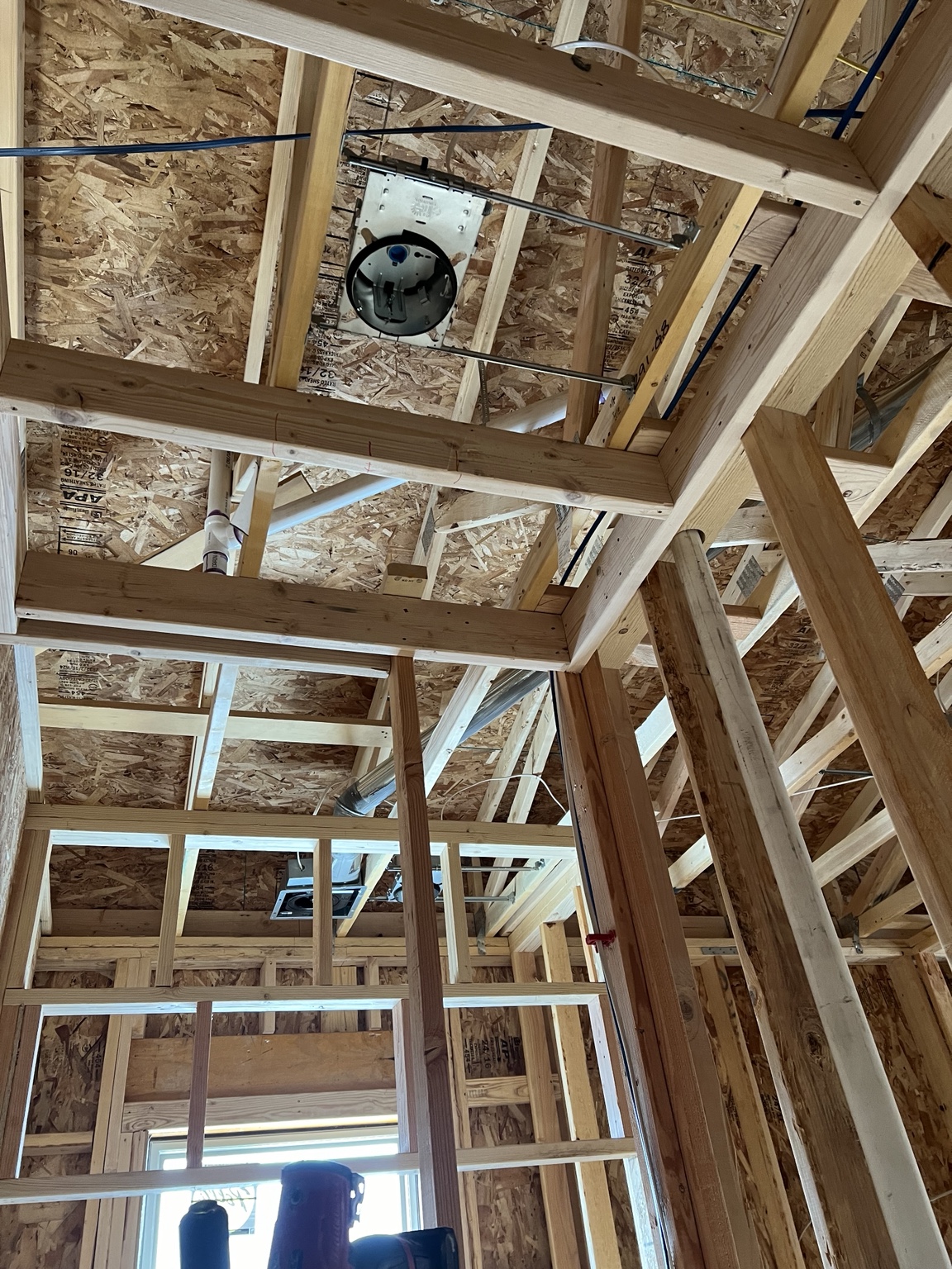 Electrical rough-in wiring in a new framed house